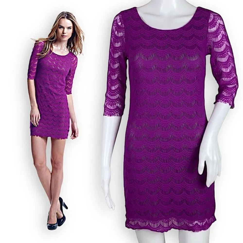 Free People Holly Lace Fuchsia Purple Mini Sheath Dress XS